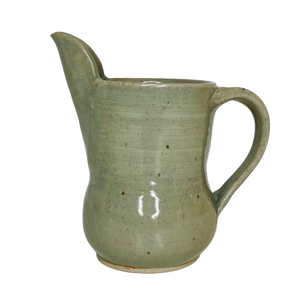 Studio Art Pottery Pitcher Vase Creamer‎ Celadon Green Signed 6" P.H. Connell